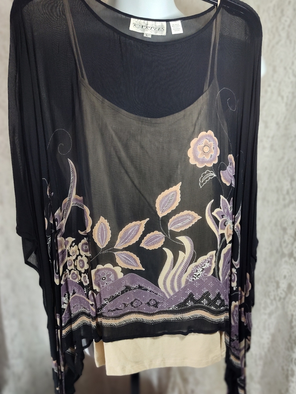 Kaktus Black Sheer Top - Size L